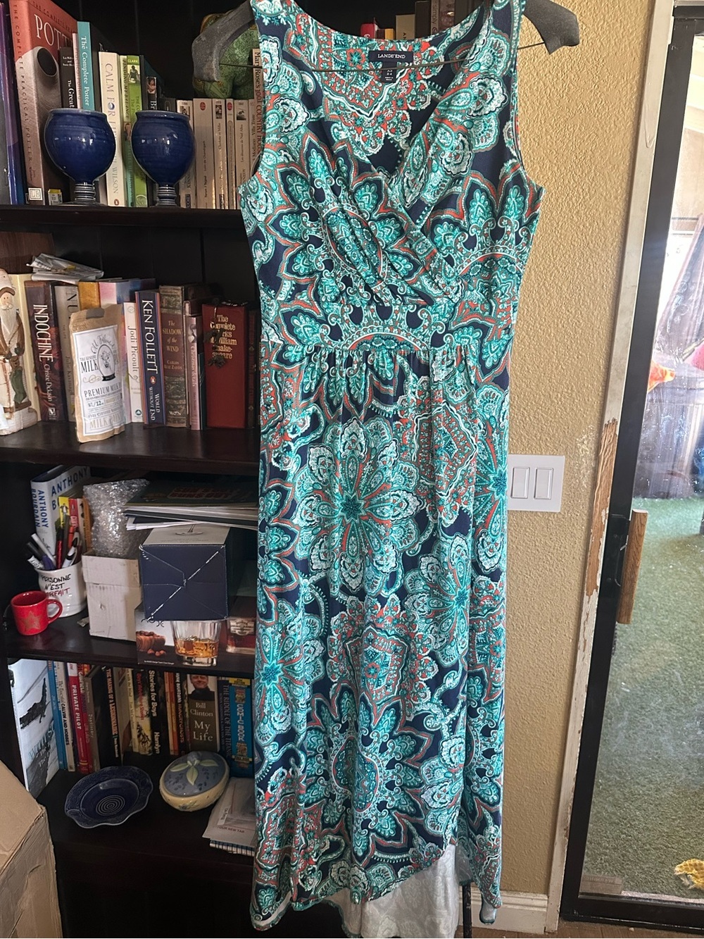 Lands end faux wrap maxi dress size 2-4 EUC